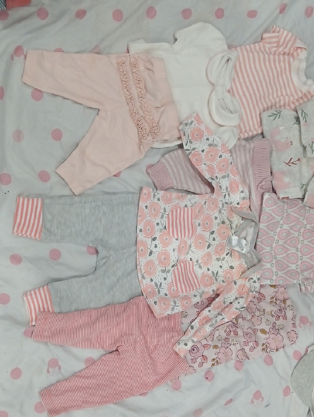 Baby Girls Pink Floral & Stripe Outfit Set